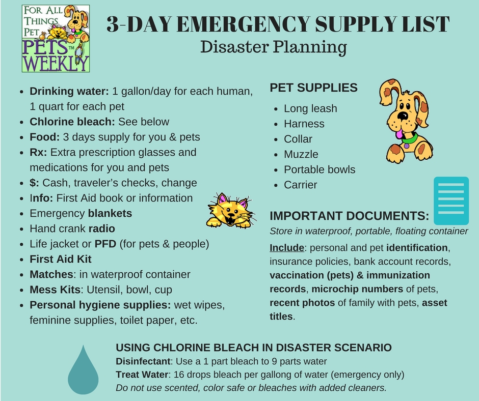 3 Day Emergency Ssupply List for Pets and People